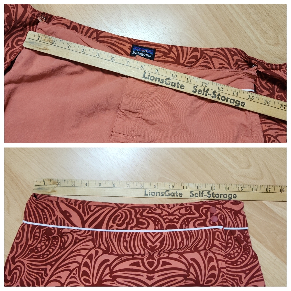 Patagonia Button Out Boardie Shorts Wrap‎ Skirt Size 6 Coral Red - Picture 6 of 16